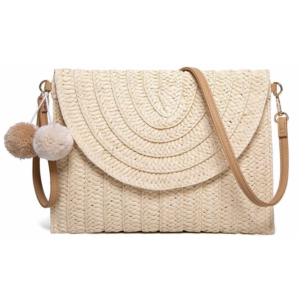 Straw Shoulder Bag Straw Clutch Hand-Woven Straw Crossbody Bag Summer ^_^